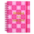 160Sht Daisy Checker Floral, Hot Stamp Chunky Spiral Journal W/2 Stickersheets, 8.5"X6.25"
