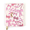 128 Sheet/256 Page Pu Cover Envelope Flap Journal, Pink Bows, 6"W X 8"L