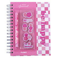 160 Sheet Chunky Spiral Journal With Plastic Pen, 2"X6" Puffy Stickers, Be Happy, 6.25"X8.5"