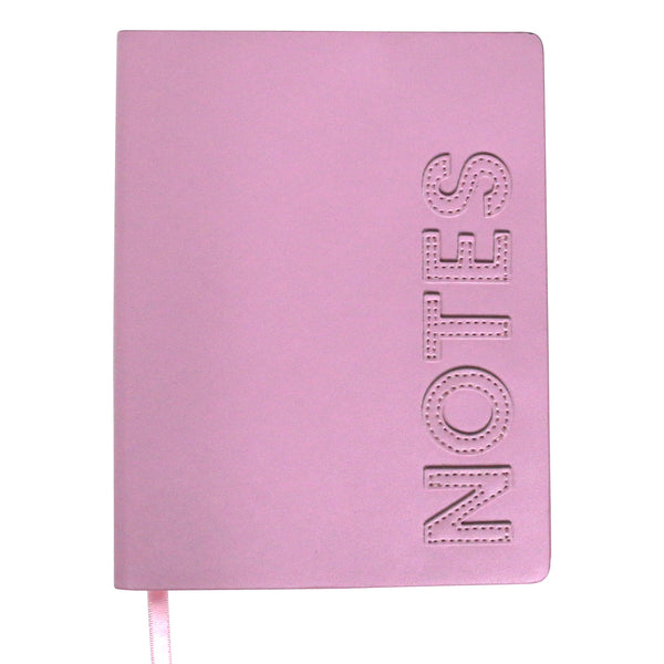 160 Sheet 80Gsm Pu Journal, Embroidered Layer Pu, "Notes"/Pink, Pms 671, 6"W X 8"L