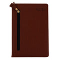 128 Sheet Pu Debossed Journal W/Zipper Pocket & Tassel, 'Notes' Brown Pms 7602, 5.5"Wx8.25"L