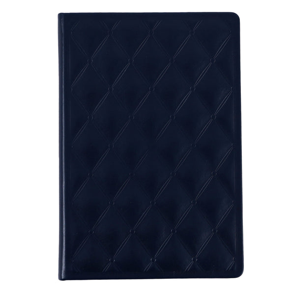 128 Sheet Front Quilted Pu Journal, Navy, 5.625"W X 8.375"L