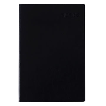 160Sht Pu Debossed Journal With Specialty Ribbon Bookmark, Black 'Notes', 5.625"W X 8.3125"L