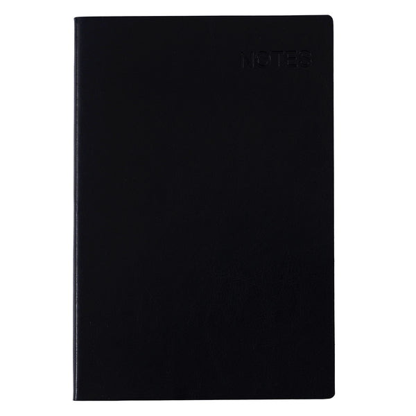 160Sht Pu Debossed Journal With Specialty Ribbon Bookmark, Black 'Notes', 5.625"W X 8.3125"L
