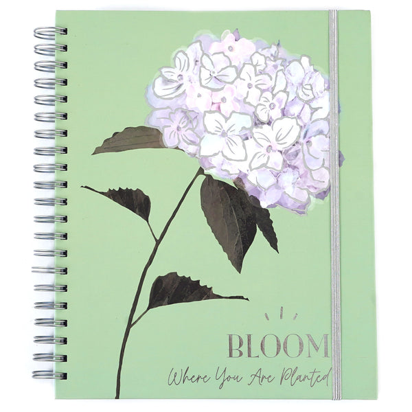 140Sht/280Pge Mega Spiral Hot Stamp Notebook, White Hydrangea, 11.25"X9.25"