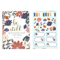 160Sht/320Pg Bookbound Journal W/Hot Stamp,2Sht Stickers, Be Still Garden, 8.5"Lx6"W