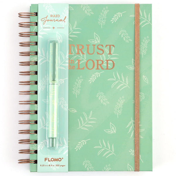 160Sht/320Pge Jumbo Spiral Chunky Journal W/Pen, Sage Botanical, 8.5" X 6.25"