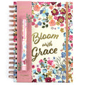 160Sht/320Pge Jumbo Spiral Chunky Journal W/Pen, Graceful Floral, 8.5" X 6.25"