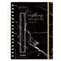 160Sht/320Pge Jumbo Spiral Chunky Journal W/Pen, Black Marble Religious, 8.5" X 6.25"