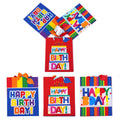 3Pk Large Birthday Big Stripe Hot Stamp Gift Bags, 3 Designs