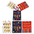3Pk Large Birthday Banner Balloon Hot Stamp Gift Bags, 3 Designs
