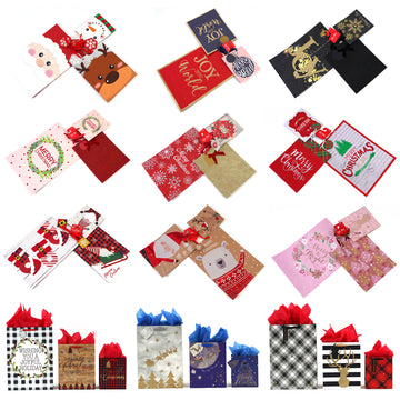 3Pk Multi-Size Christmas Gift Bags, 12 Assorted Sets