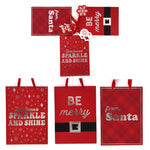 3Pk Extra Large Christmas Gift Bags W/Hot Stamp, Santa Loves Red, 3 Designs