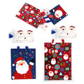 2Pk E/L Christmas Gift Bags W/Accessory-W/Hot Stamp, Santa Waving Party