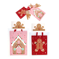 2Pk E/L Christmas Gift Bags W/Accessory-W/Hot Stamp, Gingerbread Party