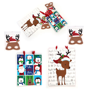 2Pk E/L Christmas Gift Bags W/Accessory-W/Hot Stamp, Christmas Reindeer & Friends