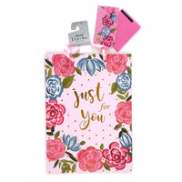 Extra Large Dotty Pink Floral Hot Stamp Matte Gift Bag, With Tissue