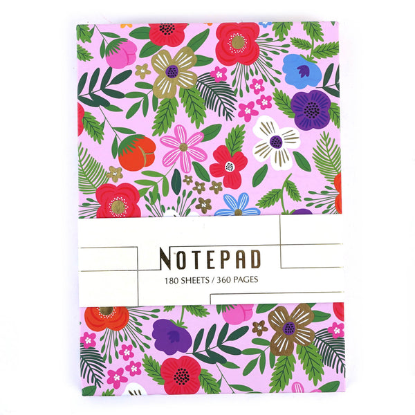 180 Sht Desktop Note Pad, 4Cpcover W/Hot Stamp, Belly Band/Hot Stamp, Floral Motif ,6"W X8.5"L