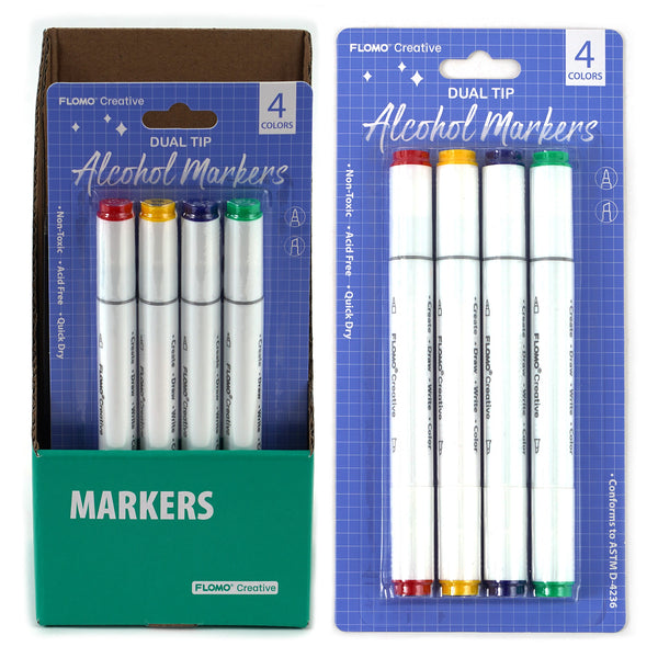 4Pk Alcohol Markers, 4 Colors, Purple Packaging