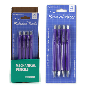 4Pk Mechanical Pencils, 0.7Mm Lead, Purple Packaging