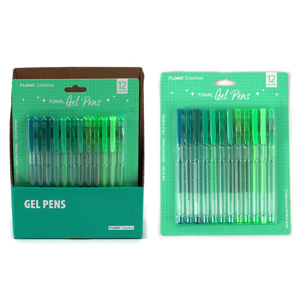 12Pk Tonal Gel Pens, Green