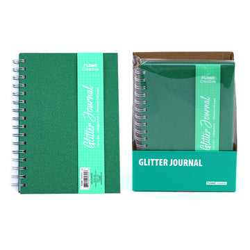100 Sheet Glitter Hard Cover Journal, Green, 6"X8.5"