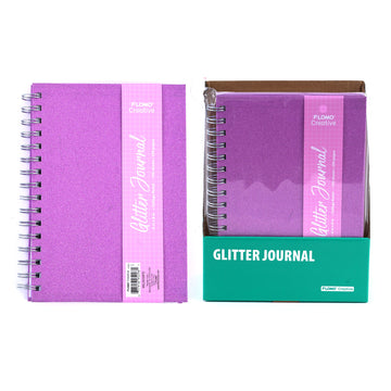 100 Sheet Glitter Hard Cover Journal, Pink, 6"X8.5"