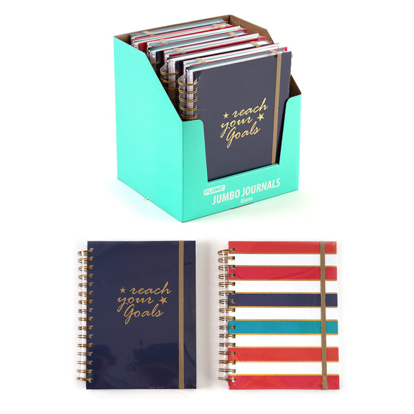 160 Sht Jumbo Spiral Solid Stripes Hotstamp Journal, 8.5"X6.25", 2 Designs