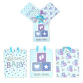 3Pk Large Baby Glitter Gift Bags, Welcome-Hello-Oh Baby Boy! 3 Designs