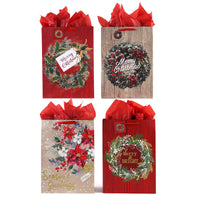 Medium Botanical Holiday Glitter Bag, 4 Designs