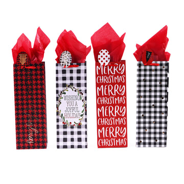 Bottle Pretty Plaid Christmas Hot Stamp/Glitter Bag, 4 Designs