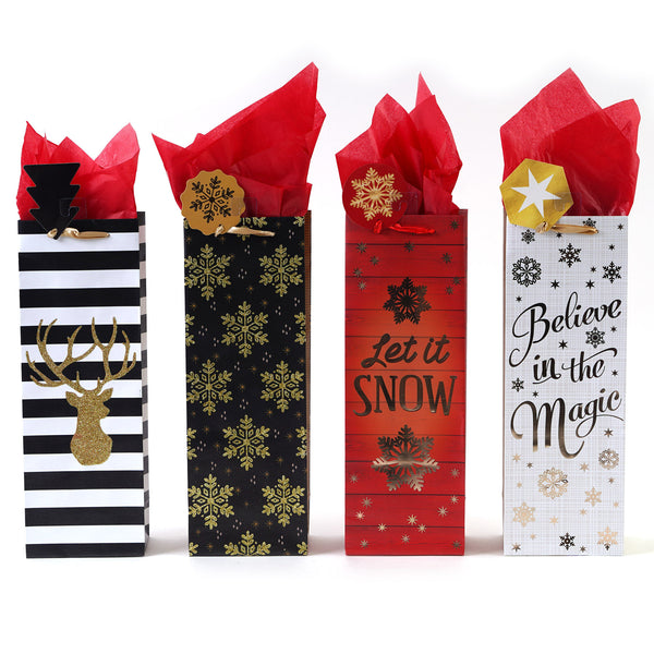 Bottle Snowflakes For Christmas Hot Stamp/Glitter Bag, 4 Designs