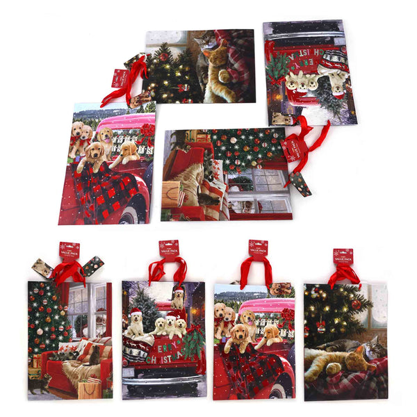 2Pk Extra Large Plaid Pets Christmas Glitter/Hot Stamp Bag, 4 Designs