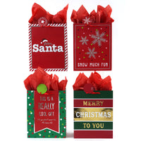 Extra Large Hot Red Holiday Glitter/Hot Stamp Bag, 4 Designs