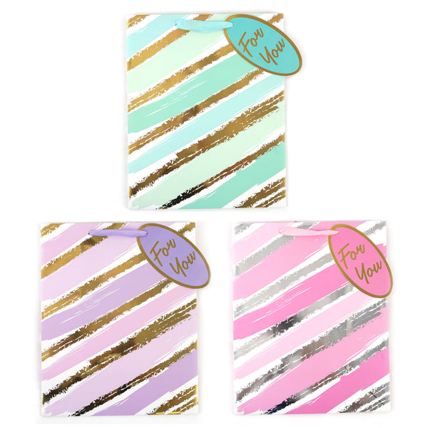Extra Large Brush Stripe Hot Stamp Premium Plus Bag, 3 Designs