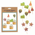 12Ct Hot Stamp Party Cup Cake Topper, 3 Designs Assorted Full Front Header