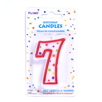 3" 1Pk Birthday Candle -Red Border Numerical "7"