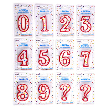 3" 1Pk Birthday Candles - Red Border Number Assortment