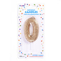 2.75" 1Pk Birthday Candle - Gold Glitter Number "0"