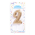 2.75" 1Pk Birthday Candle - Gold Glitter Number "2"