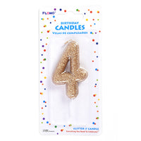 2.75" 1Pk Birthday Candle - Gold Glitter Number "4"