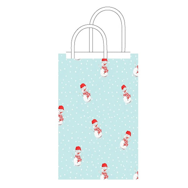 12Pk Narrow Medium Christmas Bags W/Hot Stamp, Snowmen Toss