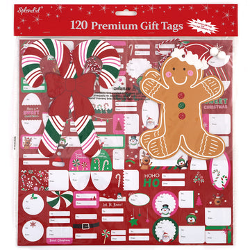 120Ct Christmas Sweets Jumbo Tags And Self-Stick Gift Tags With Glitter