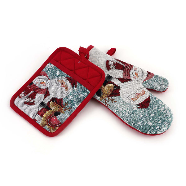 2Pc Christmas Whimsy Characters Oven Mitt & Pot Holder Set