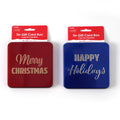 Christmas Embossed Greetings Tin Gift Card Holder 4" X 4", 2 Designs