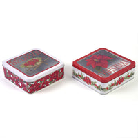 7"X 7"X 2.5" Tradtiional Tin Box With Pvc Window, 2 Designs