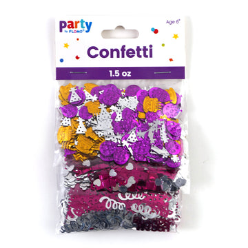 1.5 Oz Partytime Confetti, 4 Colors - Sequin/Metallic Dot/Die Cut Shapes