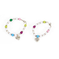 Mom & Daughter Bracelet With 1.5" Chain Extender, Set Of 2, Pink Chiffon Bag