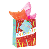 Birthday-Icoloris Medio(Medium) Candles Matte Gift Bag With Glitter , 1 Design