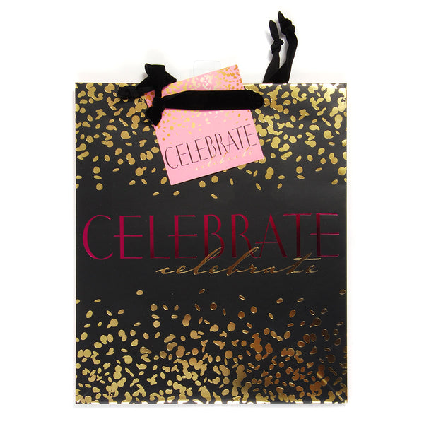 Birthday-Icoloris Grande(Large) Confetti Matte Gift Bag W/ Gold And Pink Hot Stamp,1 Design